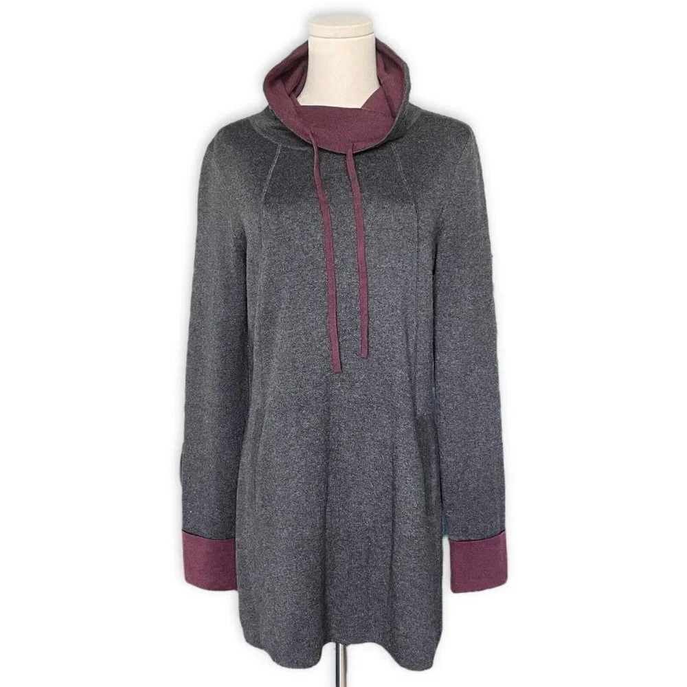 Cynthia Rowley Active Sweater Tunic‎ Women Sz M Gray Mock Neck Athleisure Dress